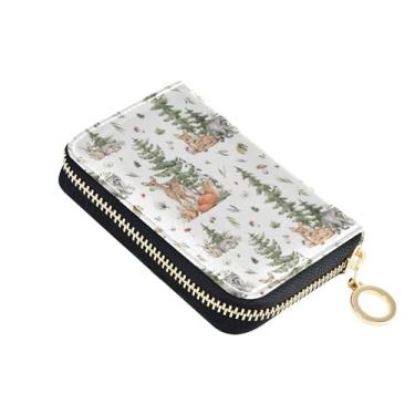 Imagem de Carteiras para cartão de crédito com bloqueio de RFID, carteira feminina de couro masculina com bolso para moedas, criaturas da floresta vintage