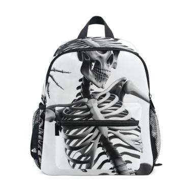 Imagem de GAIGEO Funny Skeleton Skull Small Kids Backpack with Whistle, Adjustable Chest Strap, Baby Girl Backpack Lightweight & Compact for Ages 3-8