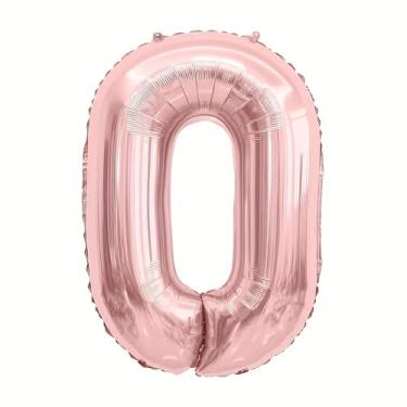 Imagem de 1 balão numérico metálico rosa de 81 cm - folha de alumínio reutilizável, celebrações de aniversário e aniversário, decoração de festa festiva essencial, balões temáticos, balões decorativos