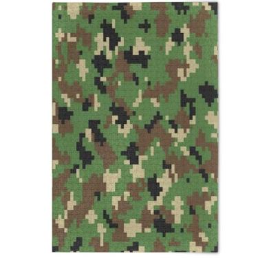 Imagem de Quebra-cabeças 1000 peças para adultos camuflagem digital pixelada verde branco elefante paisagem quebra-cabeça jogo família arte arte, 1000 peças, 75 x 50 cm