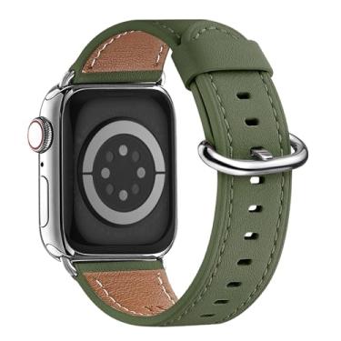 Imagem de WFEAGL Pulseira feminina de couro genuíno de grão superior para Apple Watch Ultra, SE, SE2 e séries 10, 9, 8, 7, 6, 5, 4, 3, 2 e 1 de 42 mm (série 3 2 1) de 44 mm, 45 mm, 46 mm e 49 mm