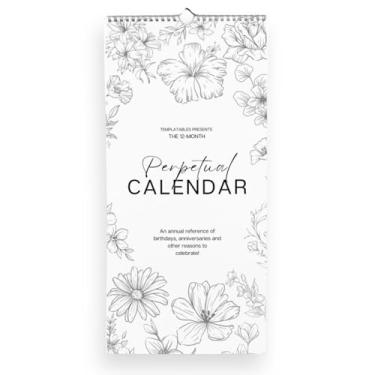 Imagem de Calendário de parede mensal perpétuo para aniversários, aniversários e datas especiais | encadernado com fio com papel premium de 120 g/m² - perfeito para acompanhar eventos e celebrações importantes