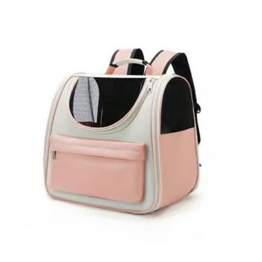 Imagem de Mochila para Animais de Estimação, Transparente e Lilás, Bolsa de Transporte com Alça Dupla (rosa)
