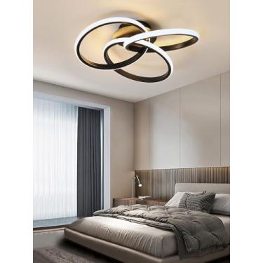 Imagem de Luminária de teto LED moderna com controle remoto, dimerizável e econômica. Design criativo em espiral para sala de estar, quarto, cozinha, mesa de jantar e escritório. Instalação embutida (