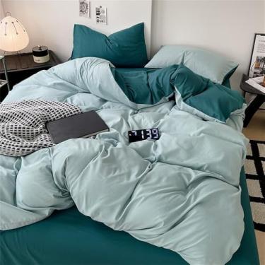 Imagem de Jogo de cama bicolor para todas as estações, macio, agradável ao toque, em algodão, confortável, capa de edredom, 11, 1,2 m, conjunto de 4 peças