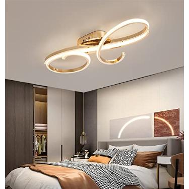 Imagem de Luminária de teto LED moderna e dimerizável para sala de estar com controle remoto, design criativo em alumínio para iluminação de interiores, lustre de embutir para quarto, sala de estar e