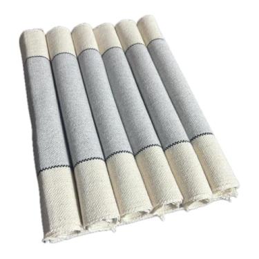 Imagem de Jogo Americano 07 Peças Algodão 06 Lugares e 01 Trilha de Mesa Ideal para Decoração de Cozinha Varanda ou Churrasco (JGAM04)