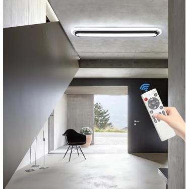 Imagem de Luminária de teto moderna para corredor, fina, de espectro total, em metal, LED, 40W, 6500K, com design discreto em acrílico, ideal para varanda, cozinha, sala de jantar, sala de estar e lav