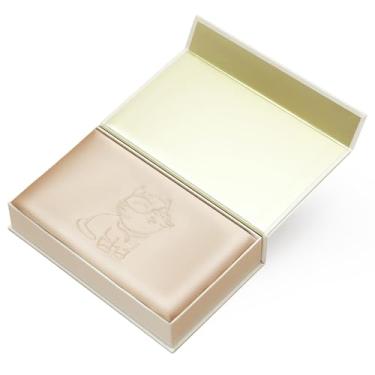 Imagem de THXSILK Silkworm Cat 6A Grade Mulberry Silk Fronha, 22 Momme 100% seda pura com zíper oculto, capa de almofada bordada, (Queen 50,8 cm x 76,2 cm, bege)