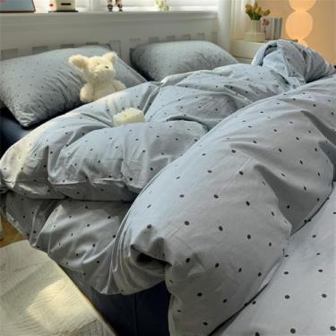 Imagem de Conjunto de cama xadrez listrado simples para casa e dormitório, kit de edredom antialérgico, 2, 1,5 m, conjunto de 4 peças A