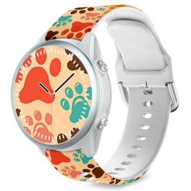 Imagem de Pulseira Lyforaz com estampa de pata compatível com Samsung Galaxy Watch 3 de 45 mm, pulseira fofa de silicone macio de 22 mm para smartwatch Venu 4 de 45 mm/3/2/Forerunner 570 de 47 mm/970/965/955