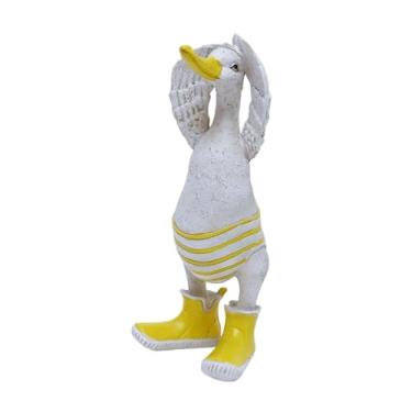 Imagem de Generic Estatueta de pato de resina, ornamento criativo com botas de chuva, escultura de mesa, decoração de jardim, para mesa ou lareira, 24.5cm