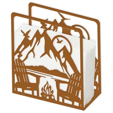 Imagem de SUPERDANT Porta-guardanapos florestais para mesas porta-lenços de metal de montanha para cozinha, pássaros voadores, dispensador, casa, sala de jantar, restaurante, bar, decoração de casa de fazenda