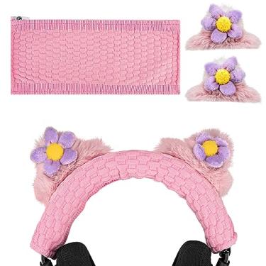 Imagem de Geekria NOVA Capa de faixa de cabeça de tecido de malha e conjunto de acessórios de orelhas de gato compatível com fones de ouvido Razer, SteelSeries, HyperX, Sennheiser, Astro, Sony, Logitech, ATH