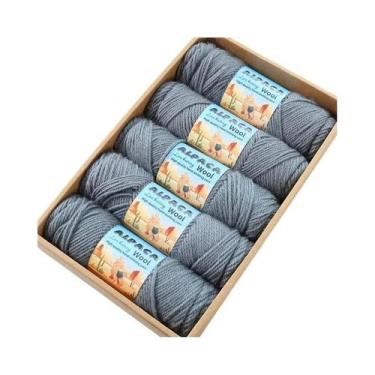 Imagem de Fio De Lã De Alpaca Grosso 500g 5 Meadas Para Tricô De Suéteres, Casac