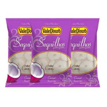 Imagem de Kit Biscoito Sequilhos Coco Sem Glúten Vale D'Ouro - 3 Unidades 300g