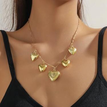 Imagem de Colar de coração para mulheres, pingente de rosa em camadas grossas, corrente prateada estendida, joias, presentes de amizade, Medium, Latão, Sem Pedra Preciosa