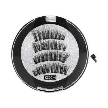 Imagem de Cílios Postiços Magnéticos 3D Naturais Reutilizáveis Conjunto De 4 Cíl