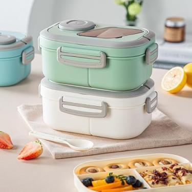 Imagem de Compartimento de grande capacidade – Lancheira portátil à prova de vazamento para funcionários de escritório, recipiente de preparação de refeições (branca)