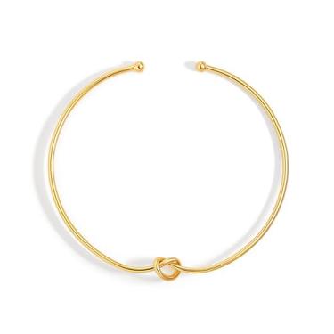 Imagem de PEARLADA Colar gargantilha de ouro 18 k, colar aberto para mulheres, joia africana grossa boho, Banhado a ouro, Sem Pedra Preciosa