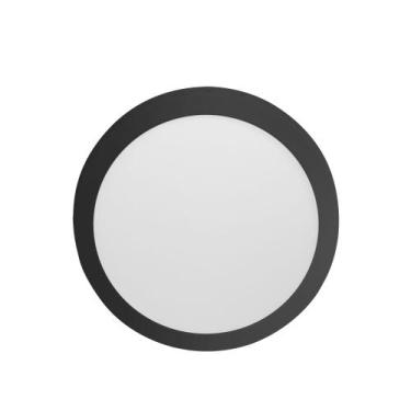 Imagem de Kit 2 Painel LED 18W LYS Redondo Sobrepor Preto - TASCHIBRA, Luz Quent