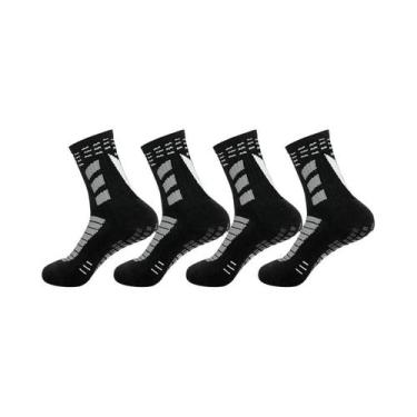 Imagem de Meias Esportivas Unissex Antiderrapantes 4 Pares Para Futebol, Basquet