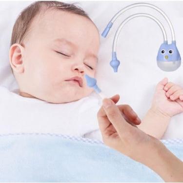 Imagem de Aspirador Nasal Infantil de Sucção Menino - azul - Com Ponta de Silicone Macia, Seguro e Eficiente para Remover Secreção, Aliviar Congestão e Garantir Respiração Livre para Bebês +0 Meses