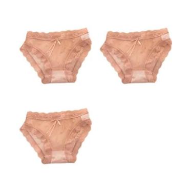 Imagem de Calcinhas De Renda De Algodão Para Meninas Jovens 3PCS Com Laço Sexy L