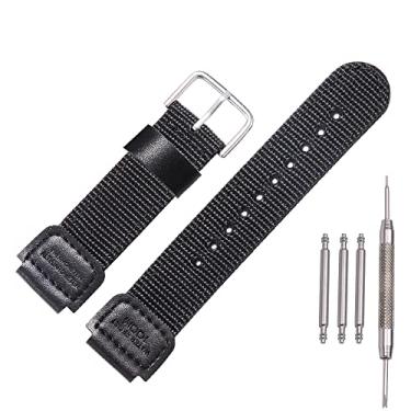 Imagem de MCXGL Pulseira de nylon de 18 mm de substituição para Casio masculina AE1200WH AE-1000 SGW-300H/400 W-735 PRG270 Pulseira de couro preta