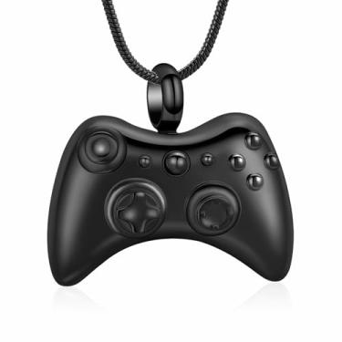 Imagem de mingkejw Colar de urna de controle de jogo para cinzas, joia de cremação, aço inoxidável, gamepad, pingente, colares memoriais, suporte de cinzas para animais de estimação humanos, joia de lembrança