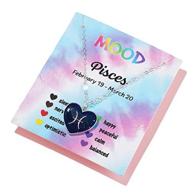 Imagem de Colar com pingente de 12 signos do zodíaco, amor e coração, mudança de cor, temperatura, sensor de emoção, humor para mulheres, astrologia, horóscopo, amizade, aniversário, joias, esmaltado, Esmalte