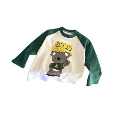 Imagem de Camiseta De Algodão Infantil De Manga Longa Com Estampa De Desenho Ani