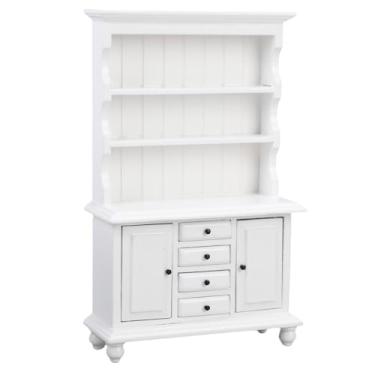 Imagem de Fabater Armário para Casa de Bonecas, Armário de Exposição Em Miniatura Com Gavetas de Trabalho, Móveis Em Escala 1:12 para Layouts de Casa de Bonecas, Material de Madeira de Bétula (Branco)