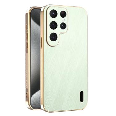 Imagem de POYUFRG Capa galvanizada para Samsung Galaxy S26 Ultra/S26 Plus/S26, capa de couro de negócios de luxo leve fina capa de proteção de lente com tudo incluído, verde, S26 Plus