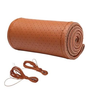 Imagem de Capa de volante de trança, trança de couro para volante, estação universal, antiderrapante, acessórios de carro (marrom)