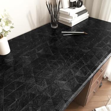 Imagem de Wallderful Papel de parede preto autoadesivo geométrico autoadesivo para quarto, armário de banheiro, forro de prateleira, triângulo, vinil, adesivo 40 x 198 cm