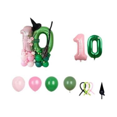 Imagem de Balões De Aniversário Rosa E Verde De 32 Polegadas, 51 Peças, Decoraçã