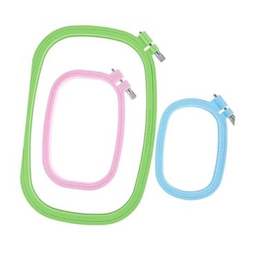 Imagem de Esquirla Conjunto de 3 bastidores de bordado em 3 tamanhos diferentes para decoração, artesanato, costura, leves, retangulares e coloridos para ponto cruz.