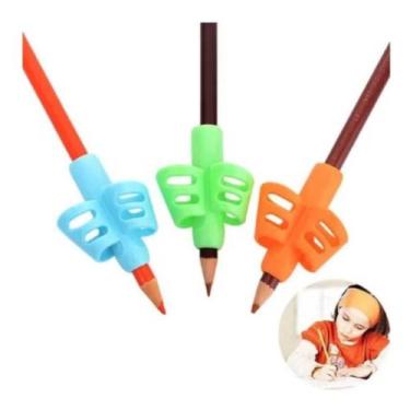 Imagem de 3 PEÇAS COLORIDAS Adaptador Corretor de Escrita Apoio de Lápis auxilio