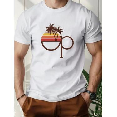 Imagem de Camiseta Tropical Op Palms Estampa Praia Verão 100% Algodao Premium - 