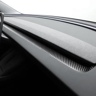 Imagem de Betterhumz Painel de painel de carro para Tesla Model 3+ M3 Highland 2024 2025 console central frontal ar condicionado capa adesivo moldagem acessórios de ajuste (couro carbono)