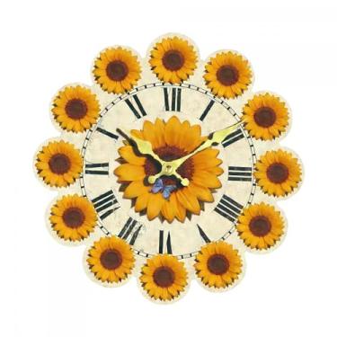 Imagem de Fenteer Relógio de parede, Enfeite de Parede Criativo e Elegante, Relógio de Madeira Silencioso Decorativo para Sala de Jantar, Escritório e Sala de