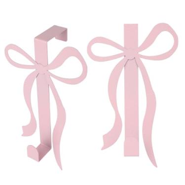 Imagem de Fukaisu 2 ganchos de laço rosa sobre a porta, gancho de porta de metal para toalhas, roupas, chapéus, casacos, bolsas, decoração de quarto para banheiro, quarto, cozinha, sala de estar, armário