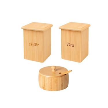 Imagem de Açucareiro Bambu Pote Cafe e Cha Tampa Porta Mantimentos - PARAMOUNT