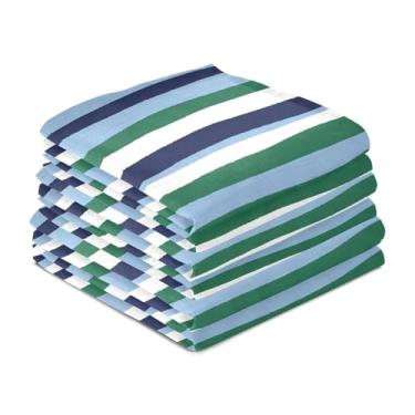 Imagem de Wassud Toalhas de prato de cozinha com listras azuis marinhas, pacote com 6 panos de prato macios com laço para pendurar, toalha de mão super absorvente, secagem rápida, toalhas de chá de mesa