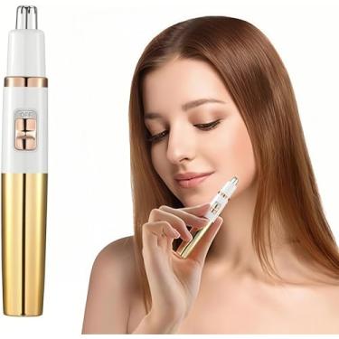 Imagem de Removedor de pelos faciais femininos – Aparador suave de nariz e sobrancelha, aparador de pelos à prova d'água