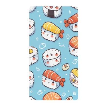 Imagem de Blueangle Lençol de berço padrão para berço infantil - Lençóis de algodão macio e respirável com sushi Kawaii (42)