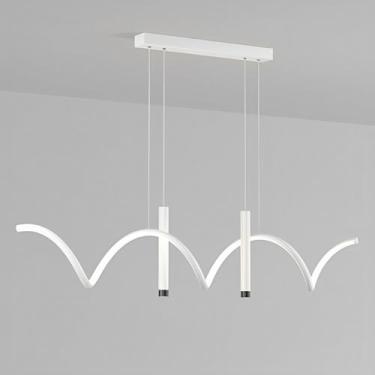 Imagem de Lustre pendente LED dimerizável de 99 cm (39 pol.) com design nórdico, ideal para ambientes internos, salas de jantar, escritórios, cozinhas e ilhas. Altura ajustável.