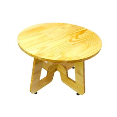 Imagem de Mesa de Centro Redonda Madeira Pinus Decoração Sala(Natural)