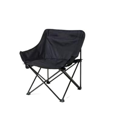 Imagem de Cadeira de lua dobrável portátil para acampamento, cadeira de esboço, banco de pesca, cadeira dobrável para costas/pernas com bolsa de armazenamento (preto)